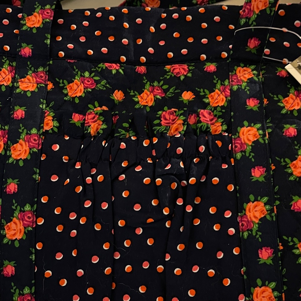 Whimsical Navy Floral and Polka Dot Tote Bag NWT Large - Picture 3 of 7